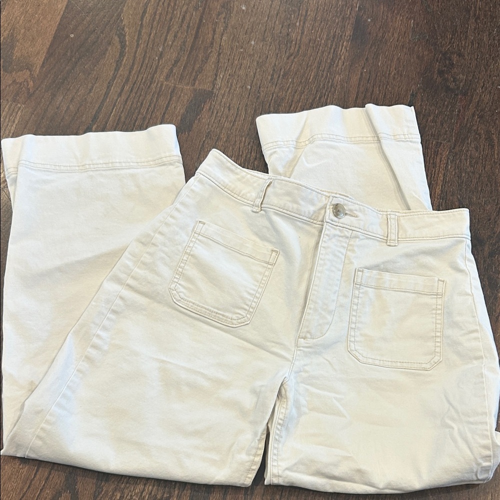Old Navy Cream High-Rise Wide Leg Pants